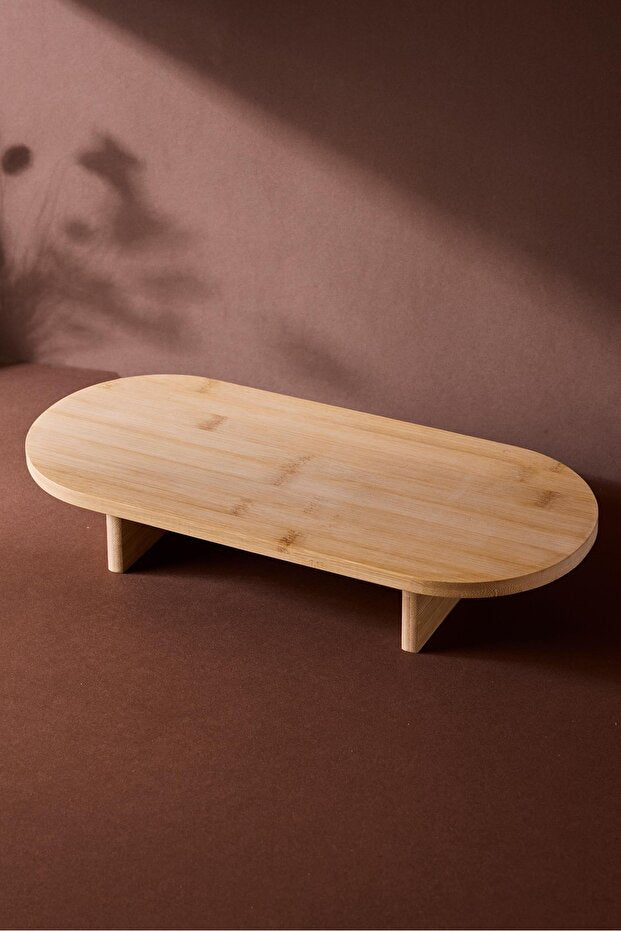 Bamboo Footed Serving Tray - 40x18 cm Multi-Purpose Design