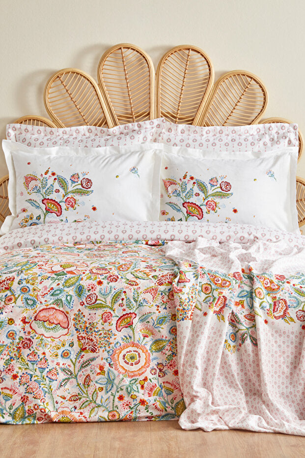 Sarthe 100% Cotton Double Duvet Cover & Pique Set - Multicolor