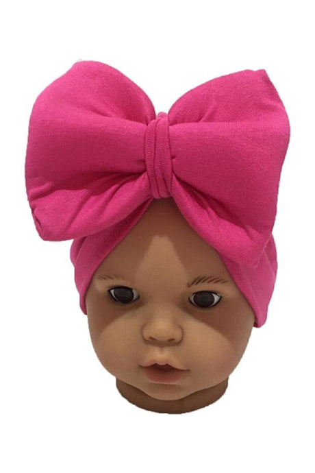 Fuchsia Bow Baby Headband - 100% Cotton Soft Turban