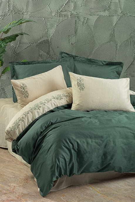 Andy Green Double Embroidered Sateen Duvet Cover Set