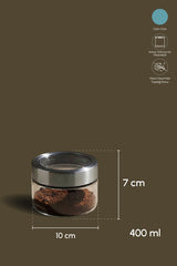 400ml Borosilicate Glass Storage Jar with Stainless Steel Lid