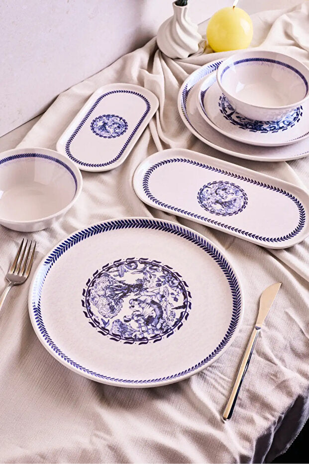 French Vintage 8 Piece Dinner Set for 2 People