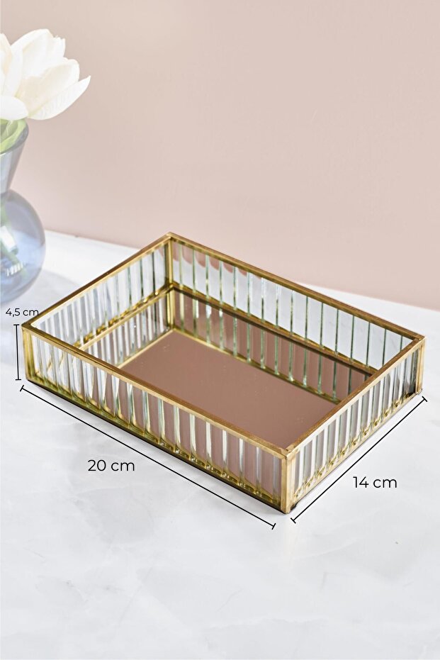 Mirrored Glass Serving Tray - 20cm x 14cm