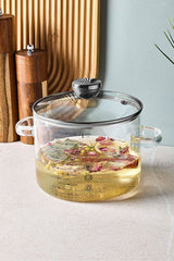 1300ml Borosilicate Glass Cooking Pot with Measuring Marks