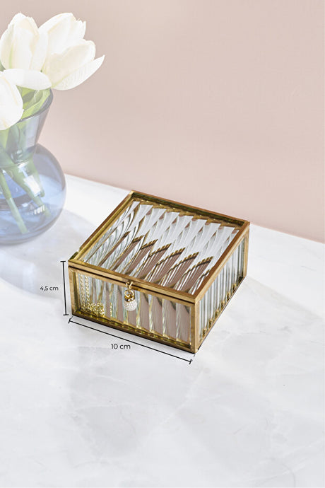 Elegant Square Glass Decorative Gift Box - 10 x 4.5 cm