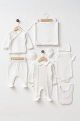 Newborn 10-Piece 100% Cotton Hospital Exit Set - Fine Piping