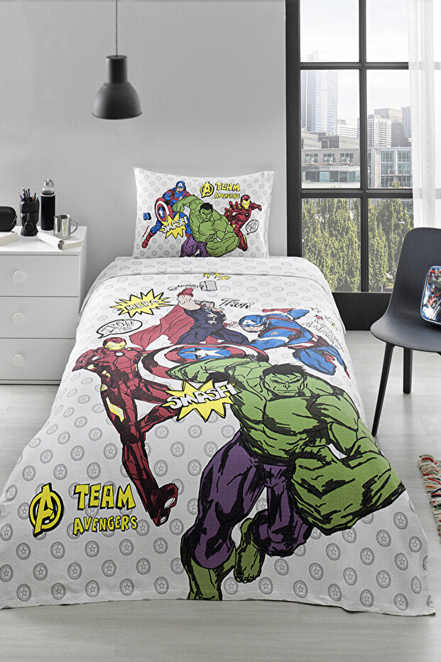 Avengers Team Single Bedding Set - 100% Cotton, Disney Licensed