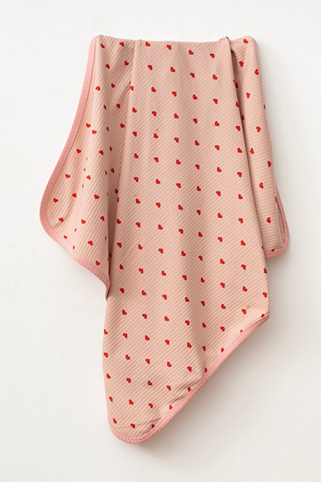 Natural Cotton Baby Blanket - 80x90 cm with Sweet Heart Pattern