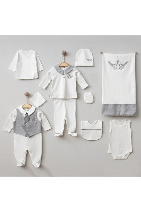 Newborn Baby Boy 10-Piece Hospital Exit Clothing Set with Vest & Tie