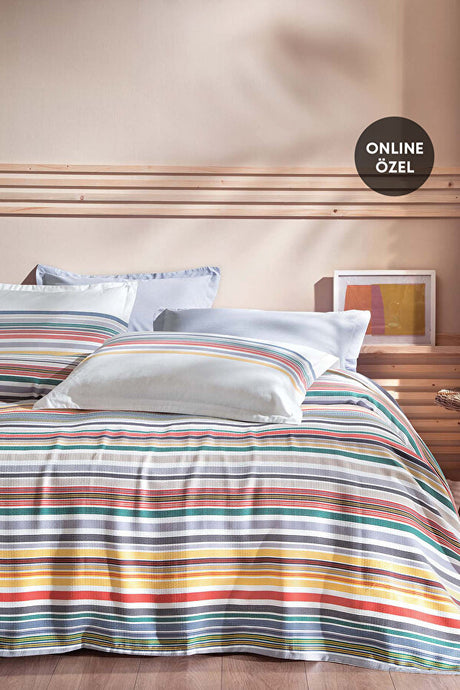 Evan Single Pique Set - Vibrant Striped Bedding Set