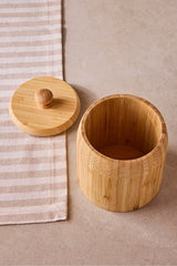 Natural Bamboo Spice Jar with Lid - 10x14 cm Storage Canister