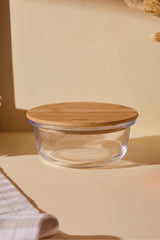 Round Glass Storage Jar - 390ml with Natural Bamboo Lid