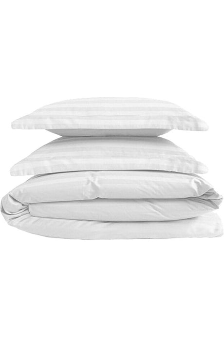 Luxury Hotel Single Duvet Cover Set - Striped Cotton Sateen, 3-Piece