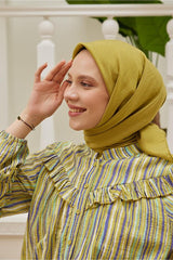 Plain Silk Viscose Scarf - Breathable, Oil Green