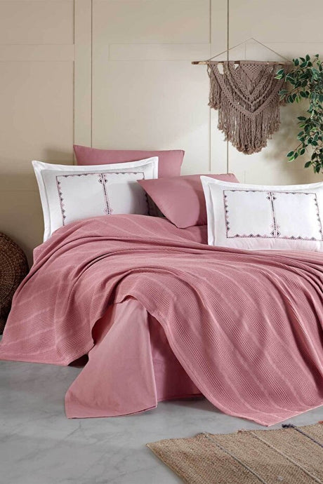 Marcia 6-Piece Double Cotton Bedspread Set - Dusty Rose