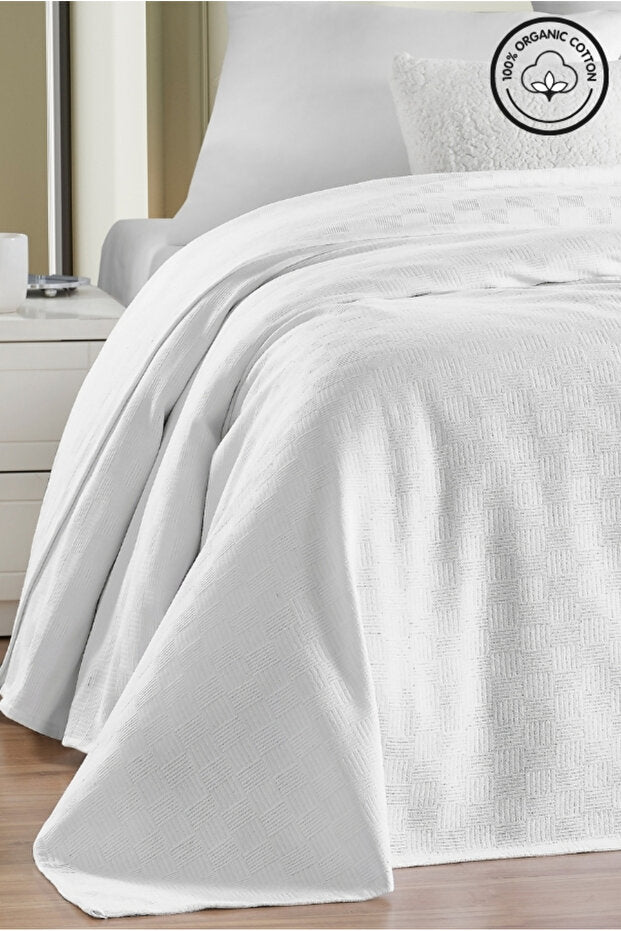 100% Organic Cotton Double Pike Bedspread - 200x230 cm