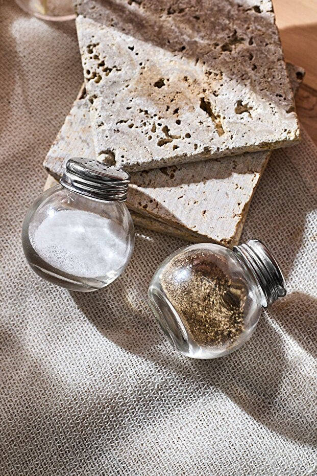 Elegant Glass Salt & Pepper Shaker Set - 50ml x 2