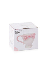 White Bow Pattern Ceramic Mug - 300ml Capacity