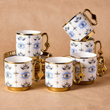 Porcelain Evil Eye Pattern Coffee Cup Set - 6 Person