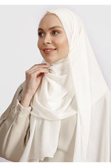 Light Cream Crepe Chiffon Shawl - Elegant & Breathable