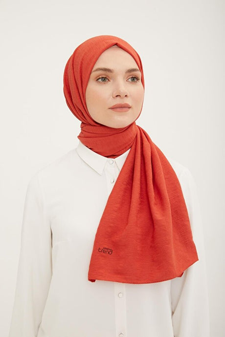 Coral Orange Striped Textured Jazz Shawl