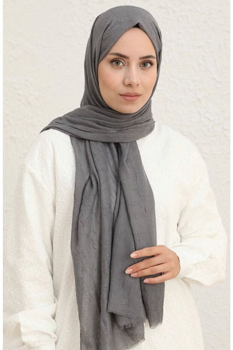 Dark Grey Bamboo Crushed Shawl - Lightweight & Soft
