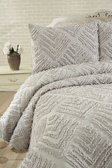 Double 3-Piece Grey Textured Pique Set