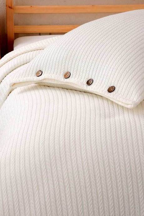 Double Knitted Pique Bedspread Set - 220x240cm with 2 Pillowcases