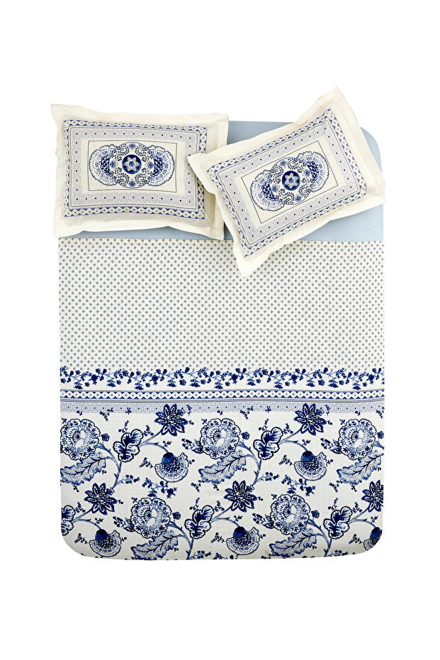 Amar Blue 100% Cotton Single Duvet Cover Set
