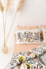 Gloria 100% Cotton Double Duvet Cover Set - Vibrant Leaf Design