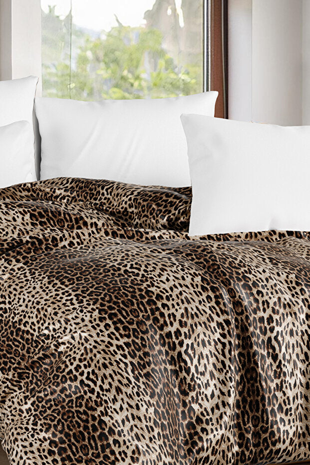 Leopard Print Double Duvet Cover - 200x220 cm, 70% Cotton Blend