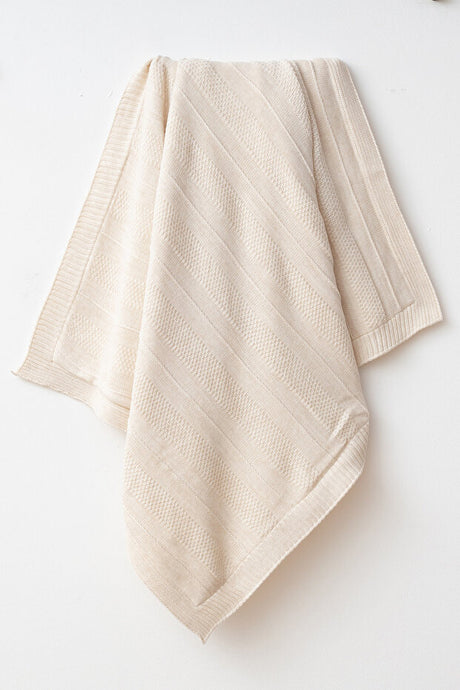 Soft Knit & Lamb Fleece Baby Blanket - Natural Cotton, 80x90 cm