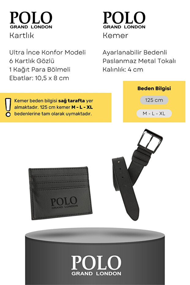 Men's Luxury Leather 5-Piece Gift Set - Belt, Wallet, Perfume