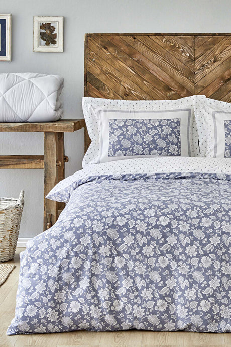 Celerina Blue 100% Cotton Double Duvet Cover Set