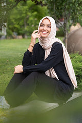 Practical Cream Jersey Shawl Scarf