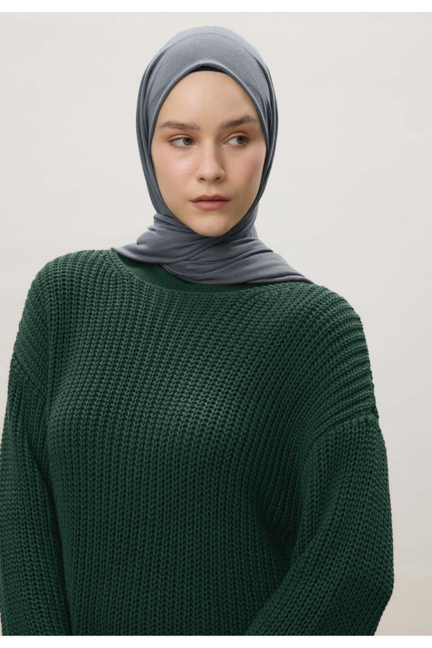 Women's Grey Viscose-Lycra Hijab Shawl