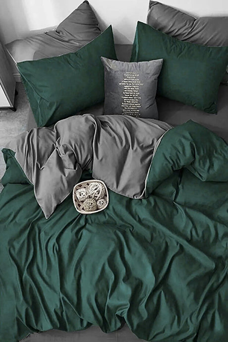Double Size Military Green 4-Piece Cotton Duvet Cover Set