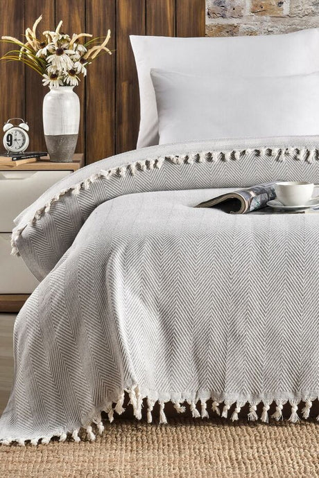 Lavin Grey Double Bed Quilt - 200x230cm 100% Cotton