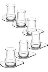Professional Lav Eva Turkish Tea Glass & Saucer Set - 12 Pieces