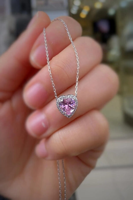 Stainless Steel Pink Heart Necklace, Bracelet & Teddy Bear Gift Set