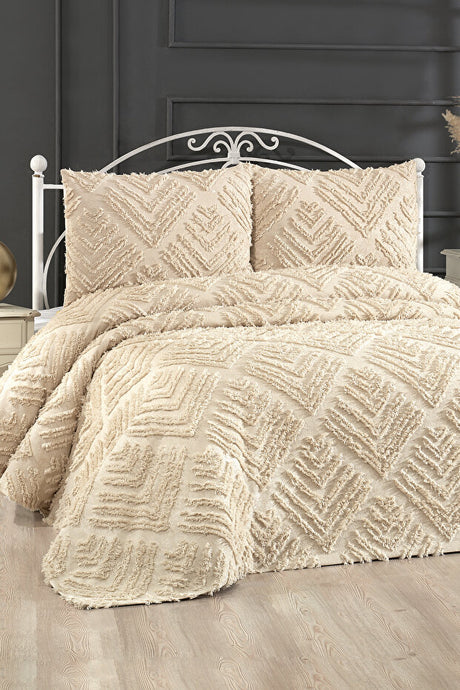 Double Size 3-Piece Cotton Pike Set - Beige