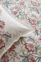 Indra 100% Baumwolle Doppelbett-Bettwäsche-Set – Blumenmuster Lachsfarben