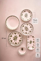 Vintage Green Floral 27-Piece Ceramic Dinnerware Set