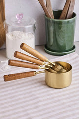 4-Piece Large Measuring Cup Set with Elegant Wooden Handles