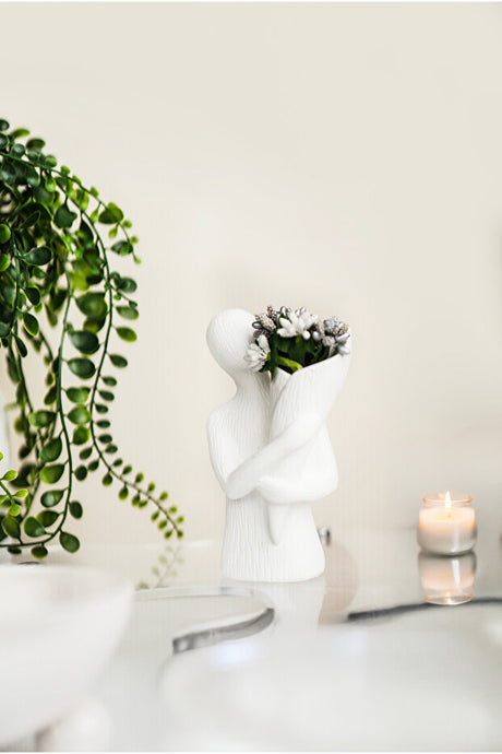 Decorative Male Figurine with Flowers - Modern Home Accent & Gift