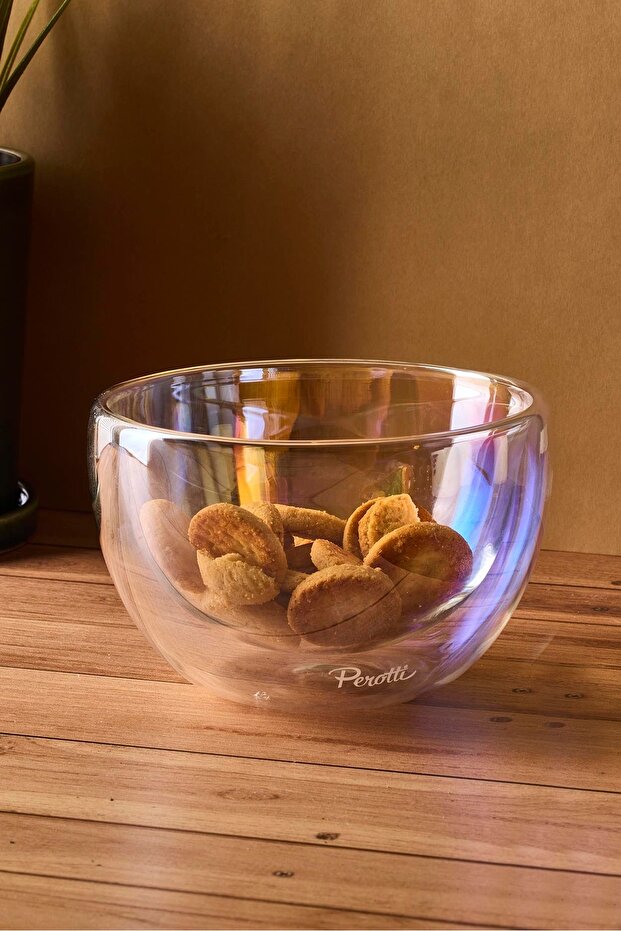 Double-Walled Glass Bowl - 550ml Multi-Purpose Decorative Dish
