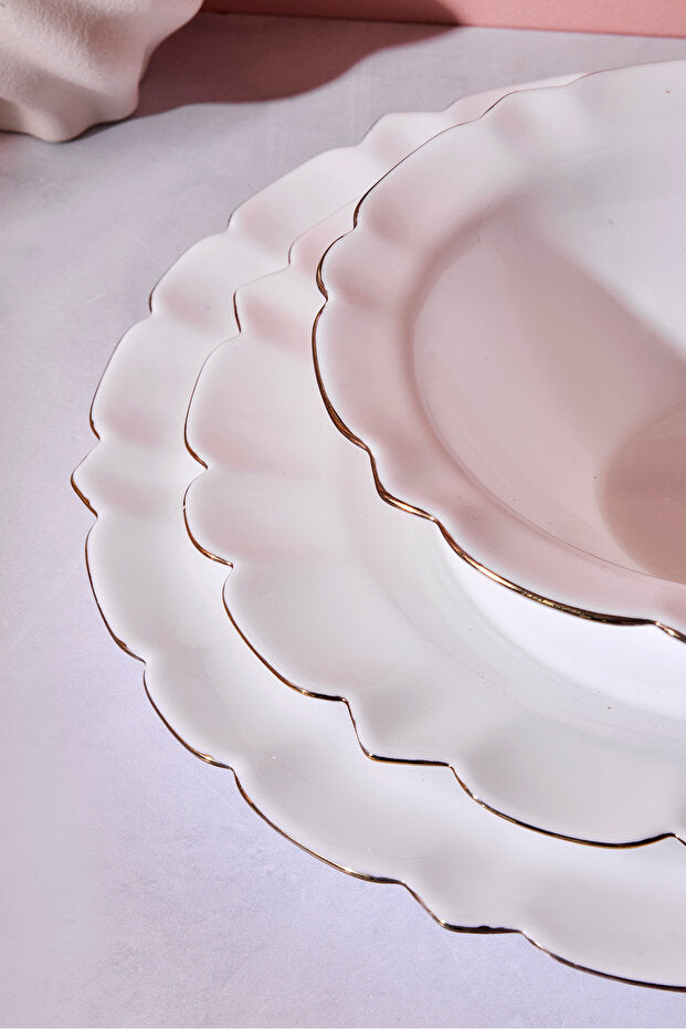 Scalloped Opal Dinner Set - 18 Pieces for 6 Persons