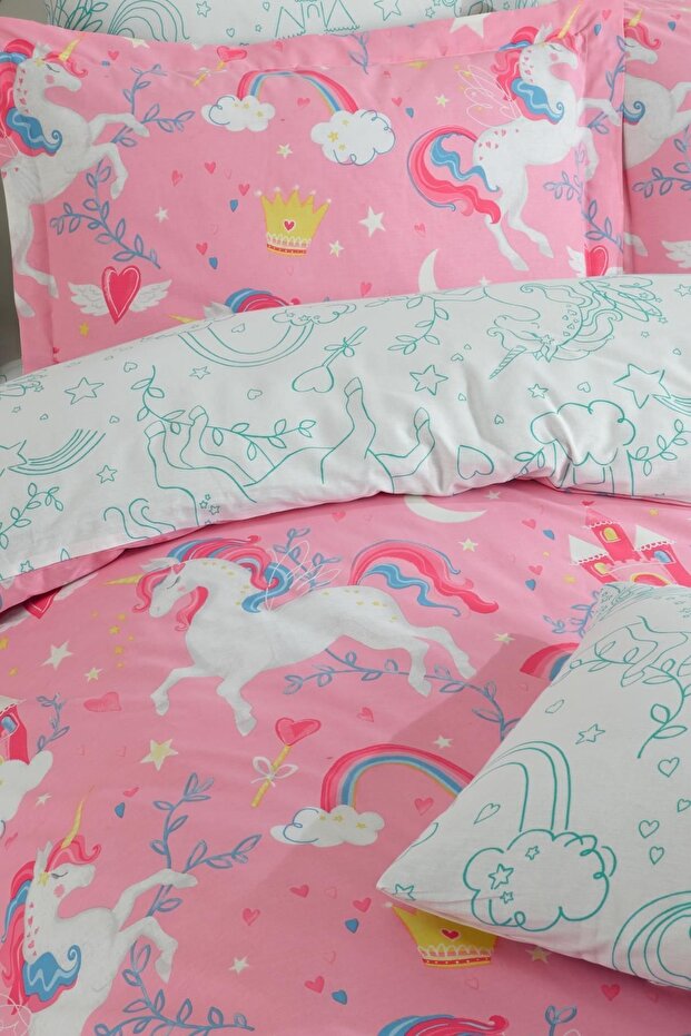 Unicorn 100% Cotton Double Duvet Cover Set - Magical Glow
