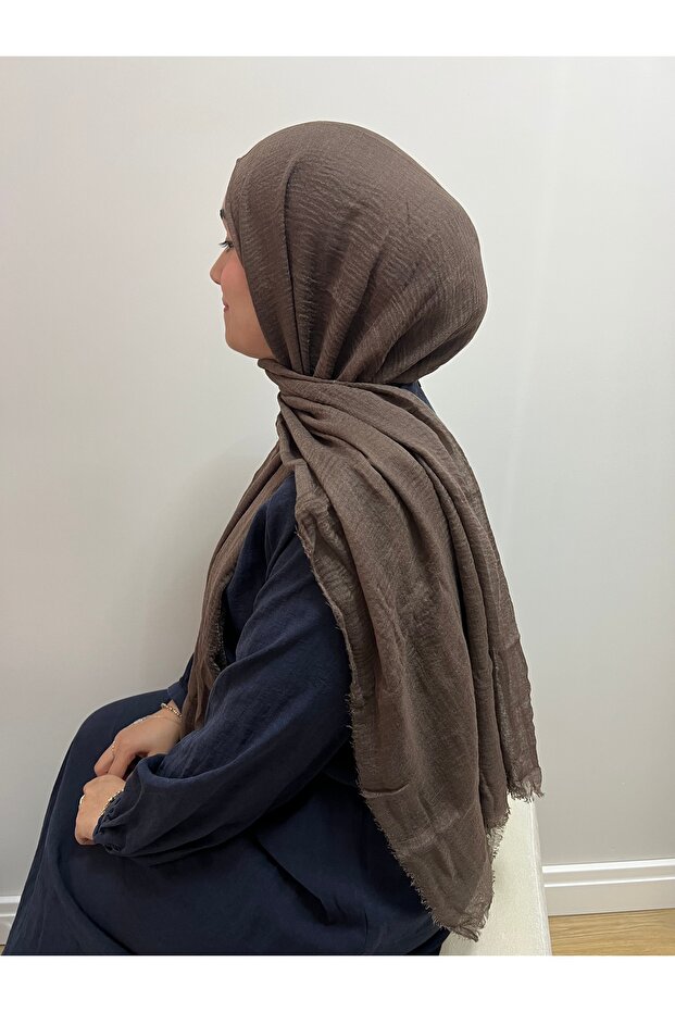 Dusty Coffee Crinkled Shawl - Soft & Breathable