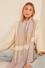 Soft Herringbone Lilac-Beige Scarf